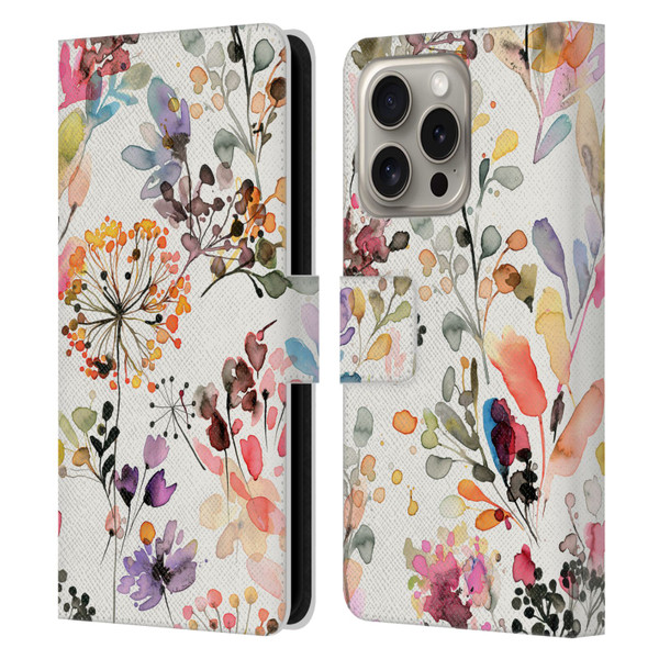 Ninola Wild Grasses Multicolor Leather Book Wallet Case Cover For Apple iPhone 16 Pro