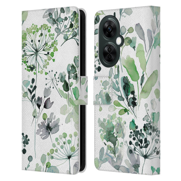 Ninola Wild Grasses Eucalyptus Leather Book Wallet Case Cover For OnePlus Nord CE 3 Lite 5G