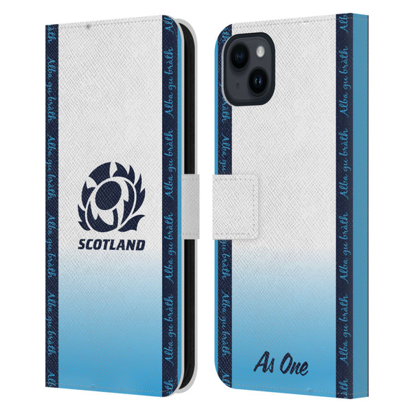 Scotland Rugby 2024/25 Crest Kit Away Leather Book Wallet Case Cover For Apple iPhone 15 Plus