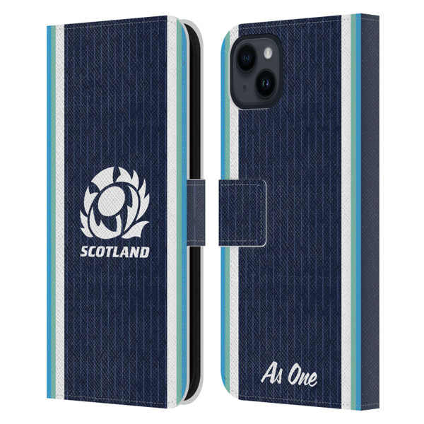 Scotland Rugby 2024/25 Crest Kit Home Leather Book Wallet Case Cover For Apple iPhone 15 Plus