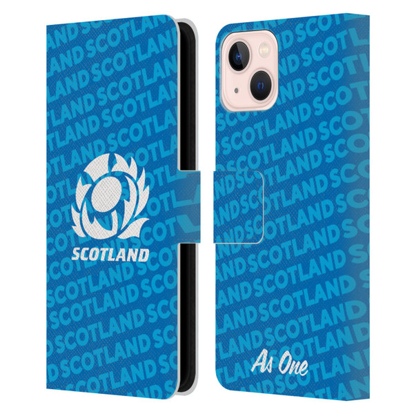 Scotland Rugby Graphics Logo Blue Leather Book Wallet Case Cover For Apple iPhone 13