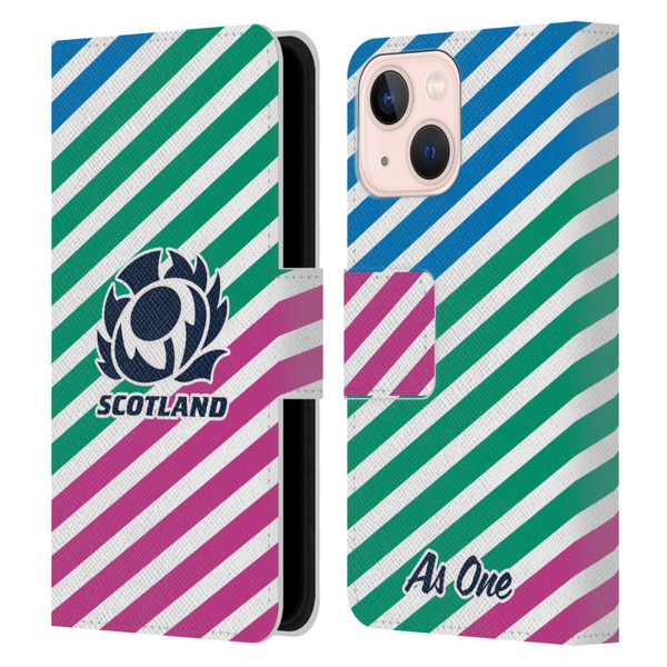 Scotland Rugby Graphics Lines Leather Book Wallet Case Cover For Apple iPhone 13 Mini