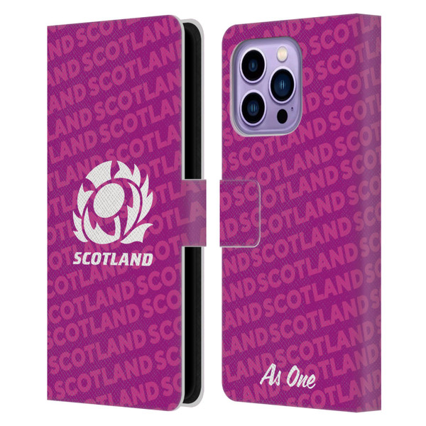 Scotland Rugby Graphics Logo Purple Leather Book Wallet Case Cover For Apple iPhone 14 Pro Max