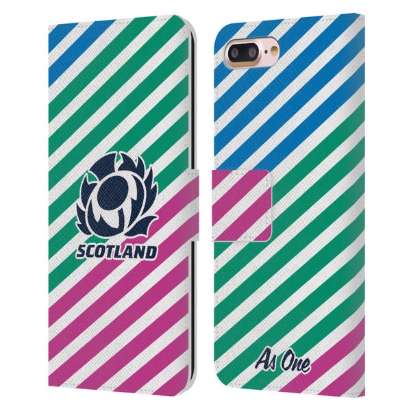 Scotland Rugby Graphics Lines Leather Book Wallet Case Cover For Apple iPhone 7 Plus / iPhone 8 Plus