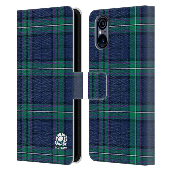 Scotland Rugby Logo 2 Tartans Leather Book Wallet Case Cover For Sony Xperia 5 V 5G