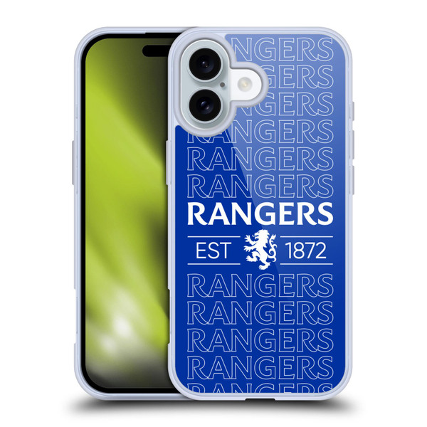Rangers FC Crest Typography Soft Gel Case for Apple iPhone 16