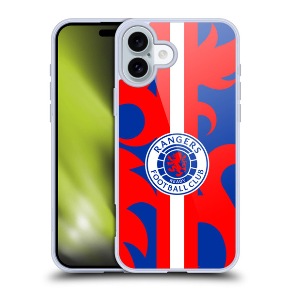 Rangers FC Crest Lion Rampant Pattern Soft Gel Case for Apple iPhone 16 Plus & MagSafe