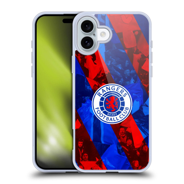 Rangers FC Crest Stadium Stripes Soft Gel Case for Apple iPhone 16 Plus