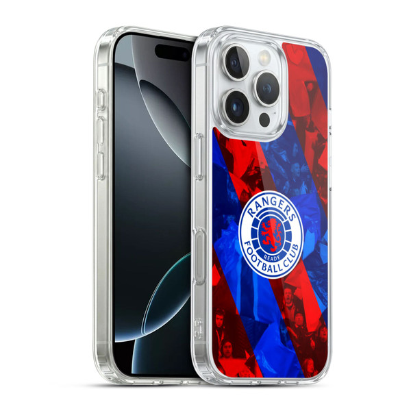 Rangers FC Crest Stadium Stripes Soft Gel Case for Apple iPhone 16 Pro & MagSafe