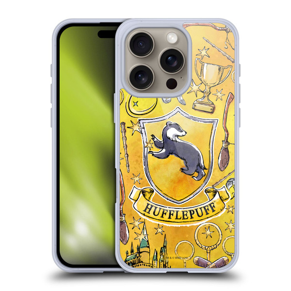 Harry Potter Deathly Hallows XIII Hufflepuff Pattern Soft Gel Case for Apple iPhone 16 Pro