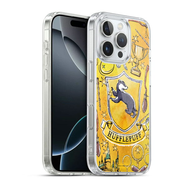 Harry Potter Deathly Hallows XIII Hufflepuff Pattern Soft Gel Case for Apple iPhone 16 Pro & MagSafe