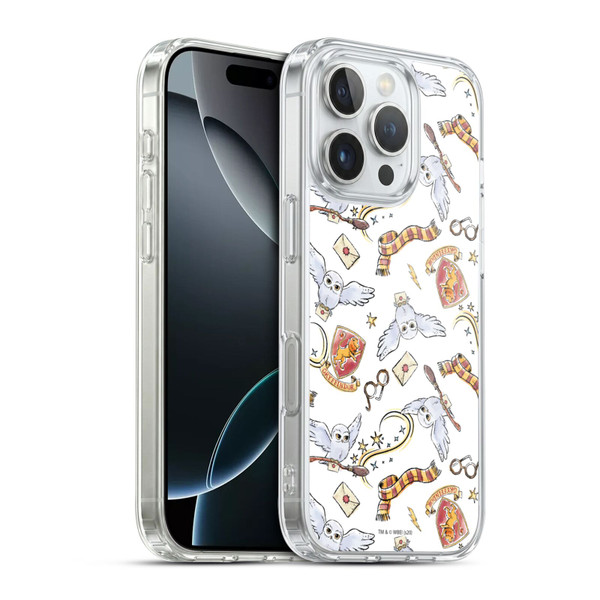Harry Potter Deathly Hallows XIII Hedwig Owl Pattern Soft Gel Case for Apple iPhone 16 Pro & MagSafe