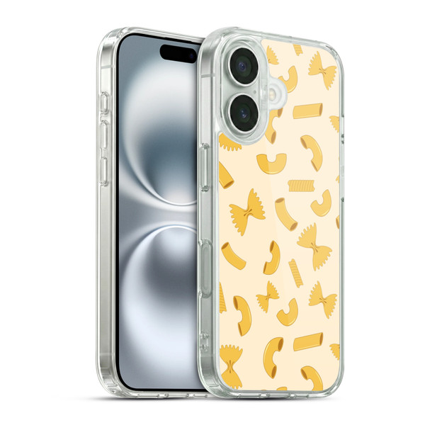 PLdesign Food Patterns Macaroni Pasta Gold Soft Gel Case for Apple iPhone 16 & MagSafe