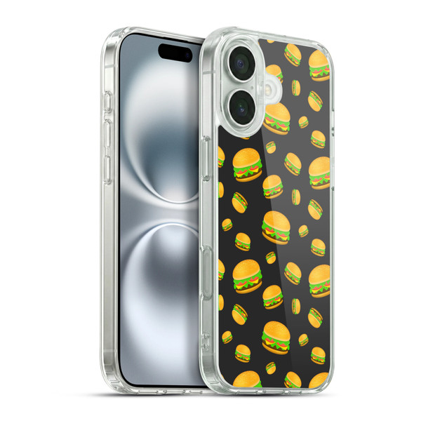 PLdesign Food Patterns Cool Fun Burger Soft Gel Case for Apple iPhone 16 Plus & MagSafe