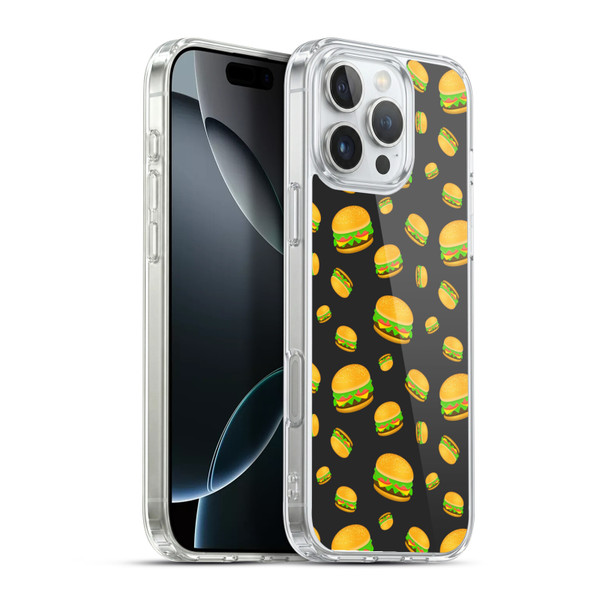 PLdesign Food Patterns Cool Fun Burger Soft Gel Case for Apple iPhone 16 Pro Max & MagSafe
