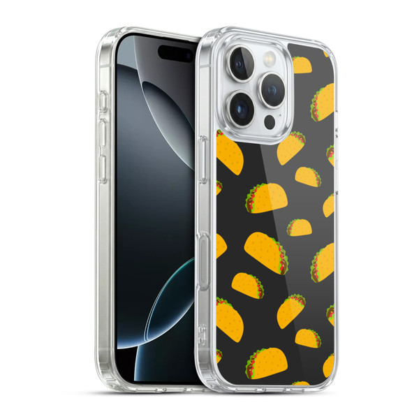 PLdesign Food Patterns Cool Fun Taco Soft Gel Case for Apple iPhone 16 Pro & MagSafe