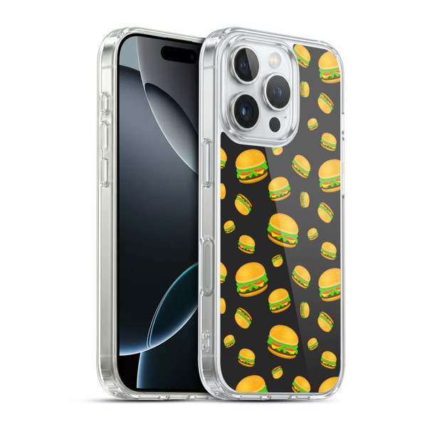PLdesign Food Patterns Cool Fun Burger Soft Gel Case for Apple iPhone 16 Pro & MagSafe
