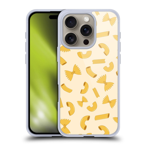 PLdesign Food Patterns Macaroni Pasta Gold Soft Gel Case for Apple iPhone 16 Pro