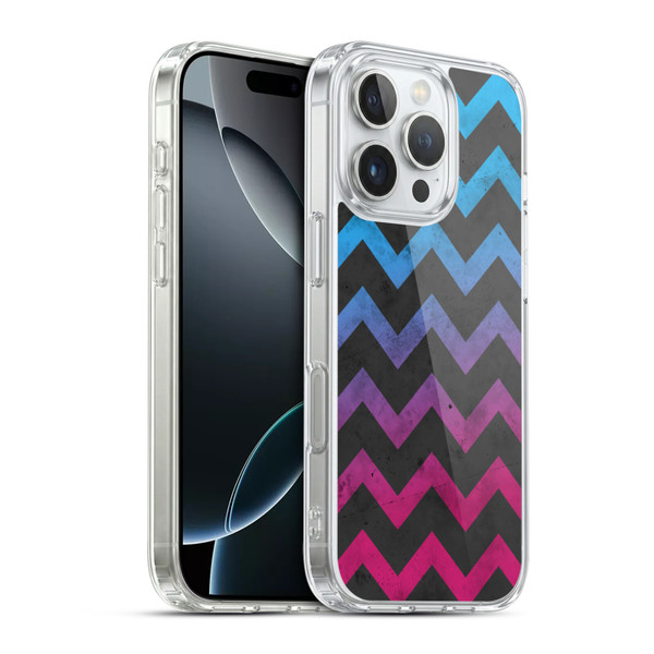 PLdesign Geometric Patterns Blue Pink Ombre Vintage Soft Gel Case for Apple iPhone 16 Pro & MagSafe
