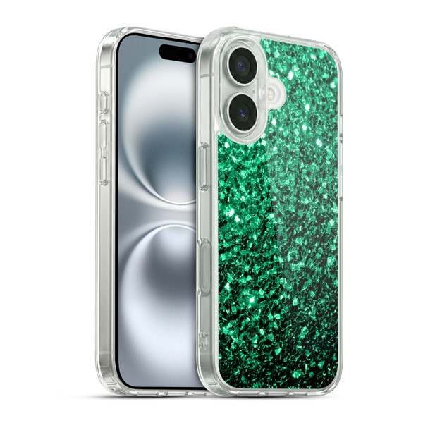 PLdesign Glitter Sparkles Emerald Green Soft Gel Case for Apple iPhone 16 & MagSafe