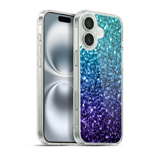 PLdesign Glitter Sparkles Aqua Blue Soft Gel Case for Apple iPhone 16 Plus & MagSafe