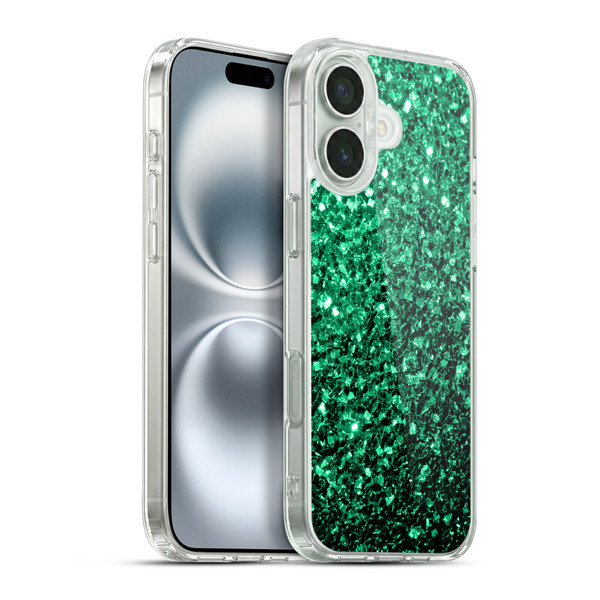 PLdesign Glitter Sparkles Emerald Green Soft Gel Case for Apple iPhone 16 Plus & MagSafe