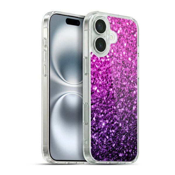 PLdesign Glitter Sparkles Purple Pink Soft Gel Case for Apple iPhone 16 Plus & MagSafe