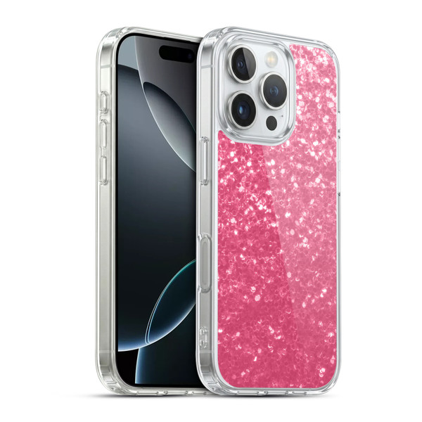 PLdesign Sparkle Prints Rose Pink Soft Gel Case for Apple iPhone 16 Pro & MagSafe