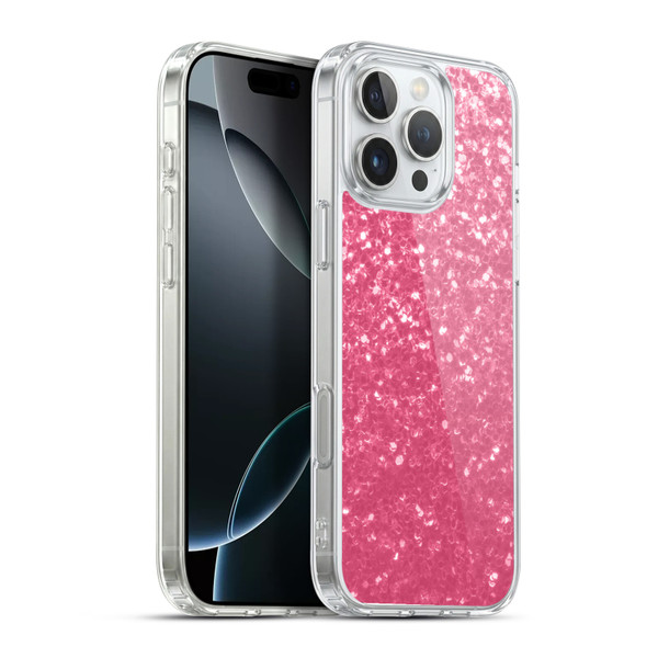 PLdesign Sparkle Prints Rose Pink Soft Gel Case for Apple iPhone 16 Pro Max & MagSafe
