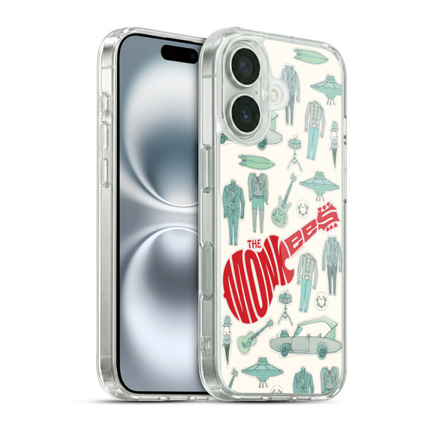 The Monkees Graphics Pattern Soft Gel Case for Apple iPhone 16 & MagSafe