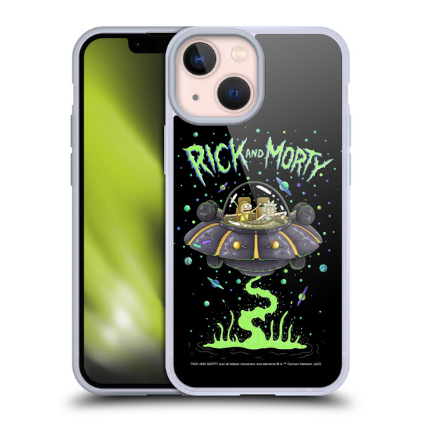 Rick And Morty Season 1 & 2 Graphics The Space Cruiser Soft Gel Case for Apple iPhone 13 Mini