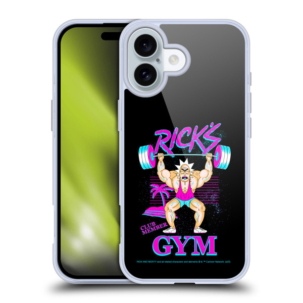Rick And Morty Season 1 & 2 Graphics Rick's Gym Soft Gel Case for Apple iPhone 16