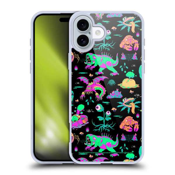 Rick And Morty Season 3 Graphics Aliens Soft Gel Case for Apple iPhone 16 Plus