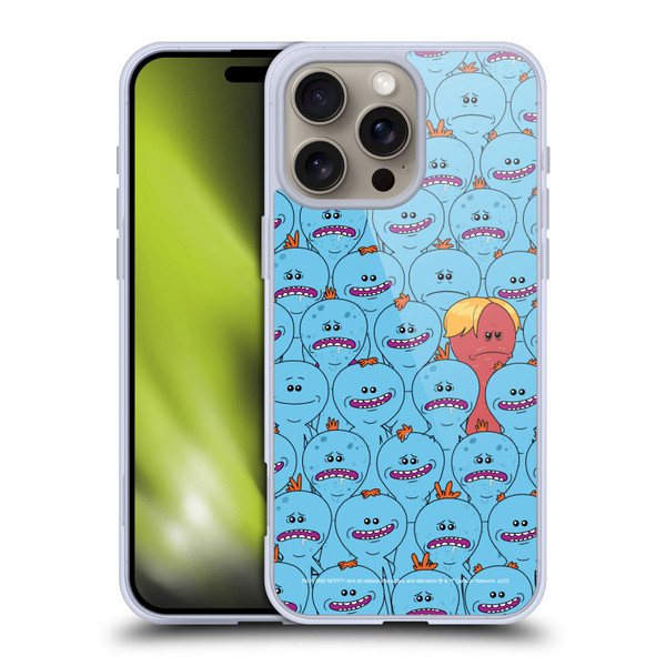 Rick And Morty Season 4 Graphics Mr. Meeseeks Pattern Soft Gel Case for Apple iPhone 16 Pro Max