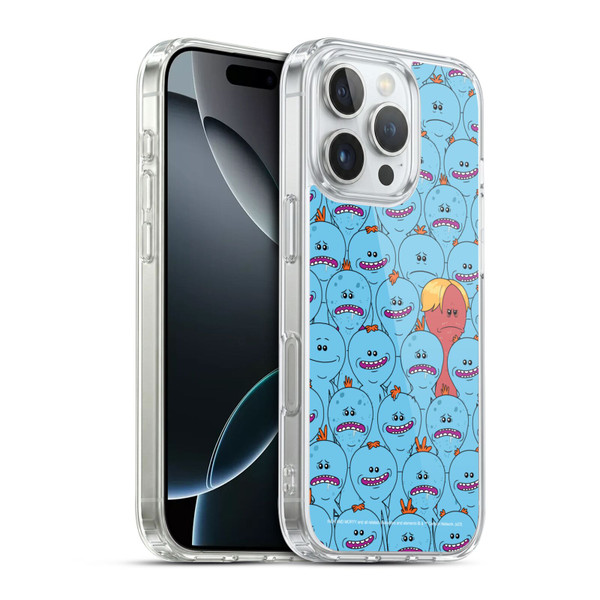 Rick And Morty Season 4 Graphics Mr. Meeseeks Pattern Soft Gel Case for Apple iPhone 16 Pro & MagSafe