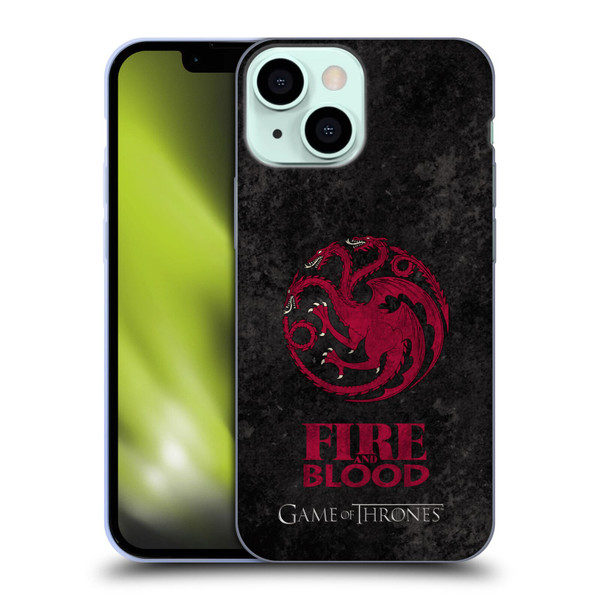 HBO Game of Thrones Dark Distressed Look Sigils Targaryen Soft Gel Case for Apple iPhone 13 Mini