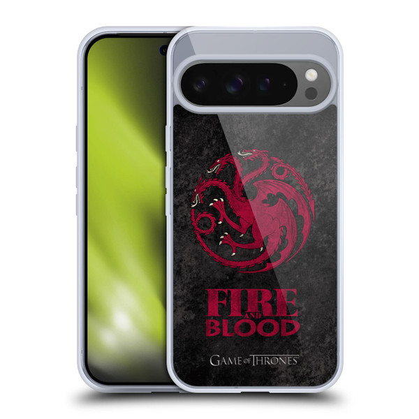 HBO Game of Thrones Dark Distressed Look Sigils Targaryen Soft Gel Case for Google Pixel 9 Pro XL