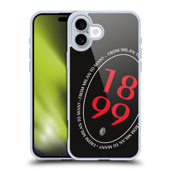 AC Milan Art 1899 Oversized Soft Gel Case for Apple iPhone 16 Plus