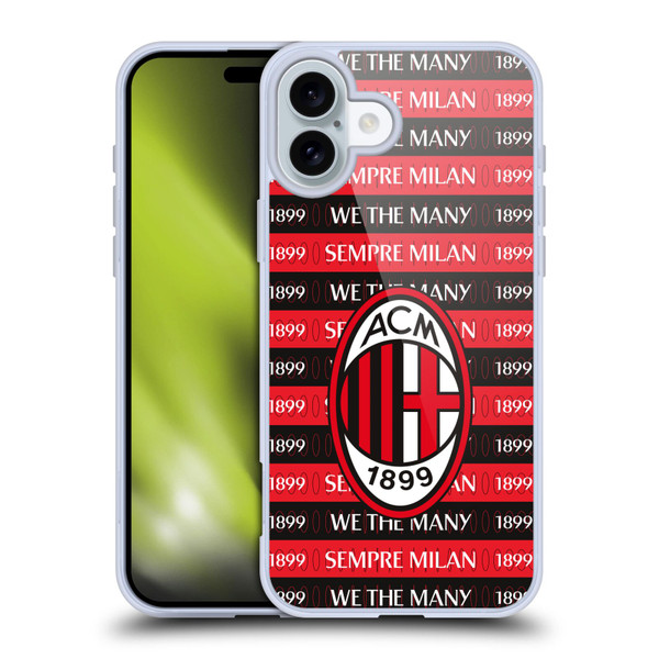AC Milan Art Milan 1899 Soft Gel Case for Apple iPhone 16 Plus