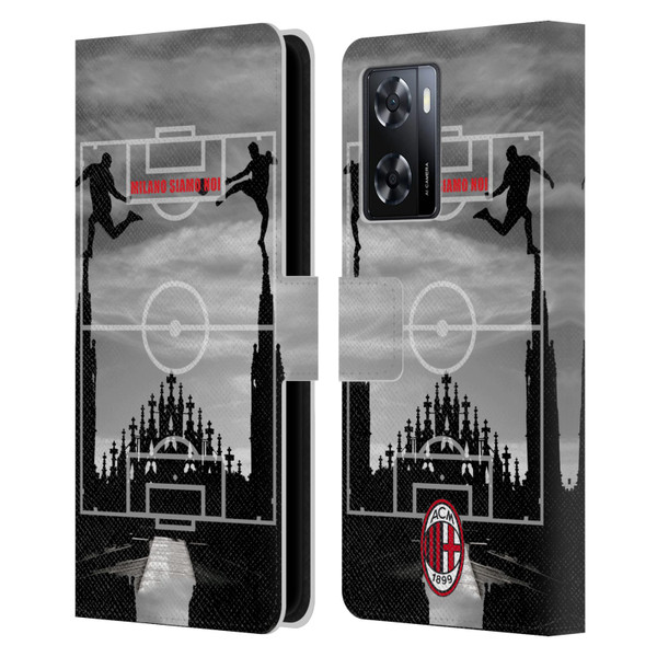 AC Milan Adults Milano Siamo Noi 3 Leather Book Wallet Case Cover For OPPO A57s
