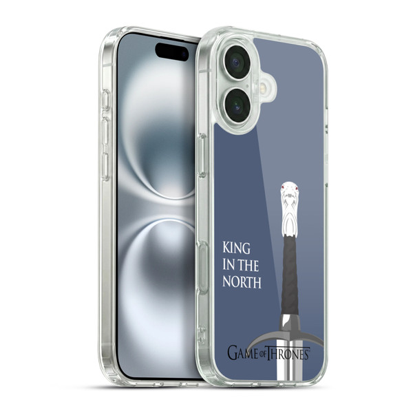 HBO Game of Thrones Graphics Longclaw King North Soft Gel Case for Apple iPhone 16 Plus & MagSafe