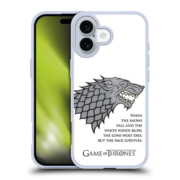 HBO Game of Thrones Graphics White Winds Soft Gel Case for Apple iPhone 16