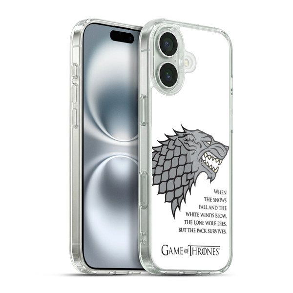 HBO Game of Thrones Graphics White Winds Soft Gel Case for Apple iPhone 16 Plus & MagSafe