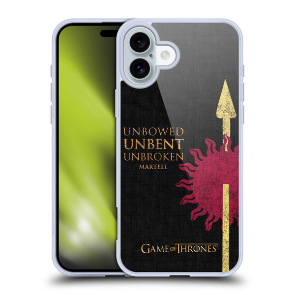 HBO Game of Thrones House Mottos Martell Soft Gel Case for Apple iPhone 16 Plus
