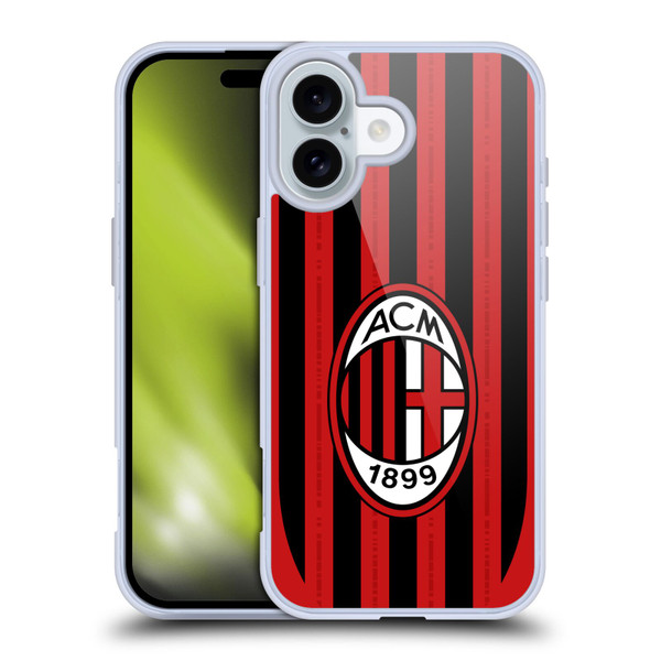 AC Milan 2024/25 Crest Kit Home Soft Gel Case for Apple iPhone 16 & MagSafe