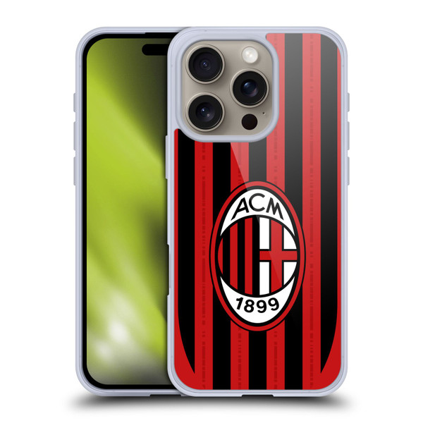 AC Milan 2024/25 Crest Kit Home Soft Gel Case for Apple iPhone 16 Pro