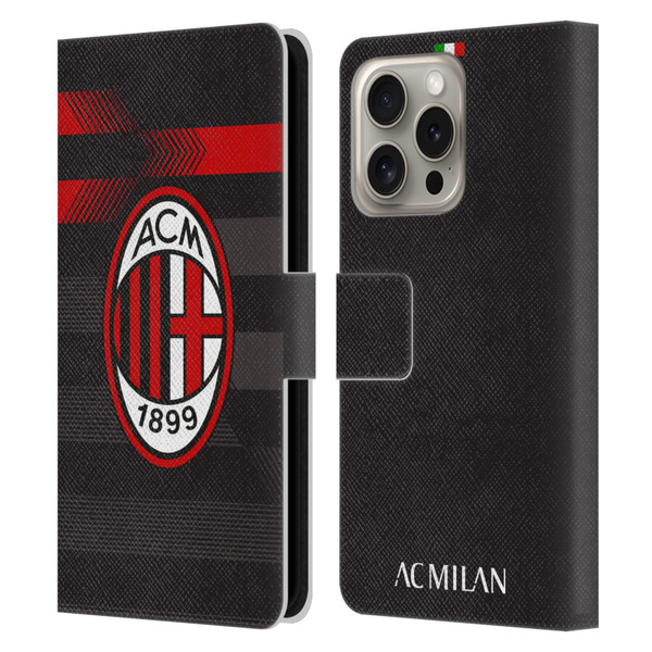 AC Milan 2017/18 Crest Kit Third Leather Book Wallet Case Cover For Apple iPhone 16 Pro