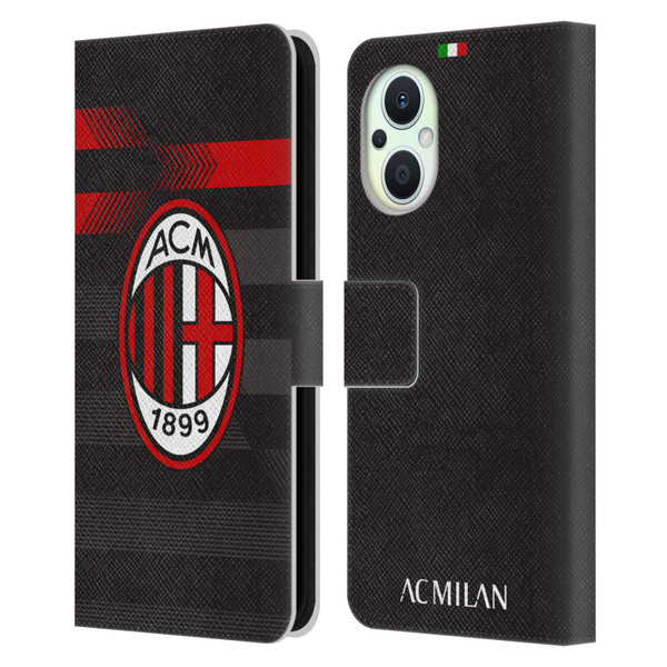 AC Milan 2017/18 Crest Kit Third Leather Book Wallet Case Cover For OPPO Reno8 Lite