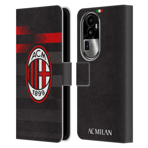 AC Milan 2017/18 Crest Kit Third Leather Book Wallet Case Cover For OPPO Reno10 Pro+