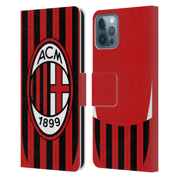 AC Milan 2024/25 Crest Kit Home Leather Book Wallet Case Cover For Apple iPhone 12 / iPhone 12 Pro